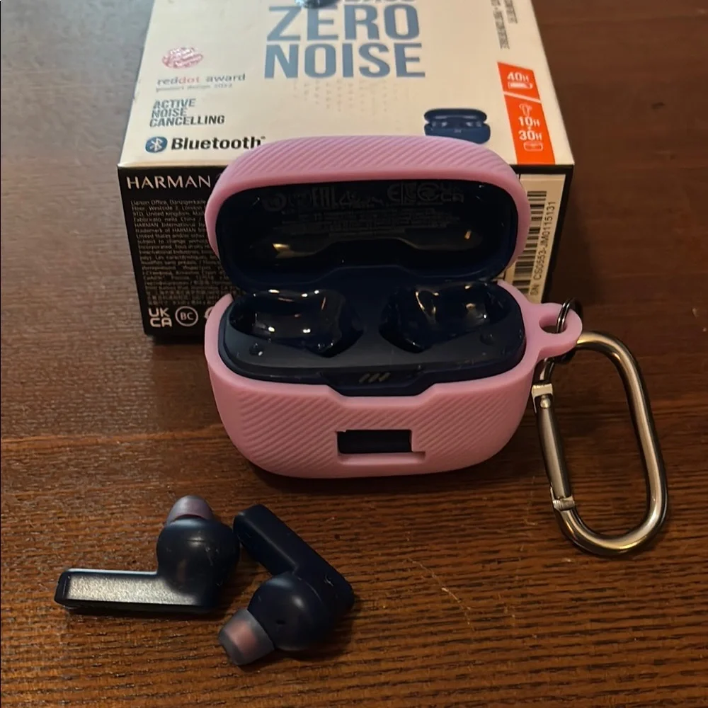 JBL TUNE230NC Wireless Bluetooth Earbuds with Pink Charging Case - Navy Blue